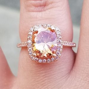 Rose gold morganite gemstone ring size 8